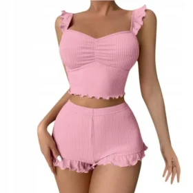WOMEN'S PYJAM TWO-PARTIAL COMPLETE NIGHT SHORTS COMFORTABLE PINK SHORTS