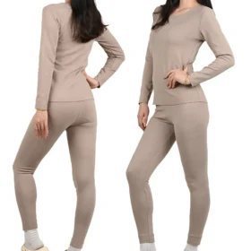 Women's Warm Underwear Set Seamless Thick Double Layer Warm Underwear Winter Long-Sleeved Long Pants 2 Pcs Pajama
